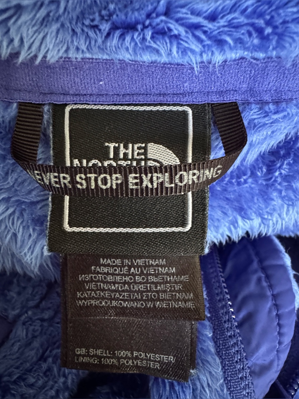 The North Face Blue Osito Jacket Plush Fleece Fuzzy Outdoor Travel Camp XL - Picture 5 of 8
